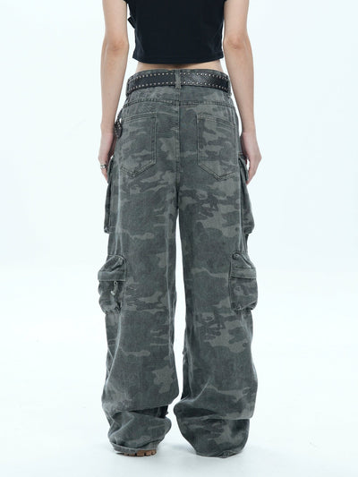 Washed Camouflage Cargo Jeans Korean Street Fashion Jeans By Jump Next Shop Online at OH Vault