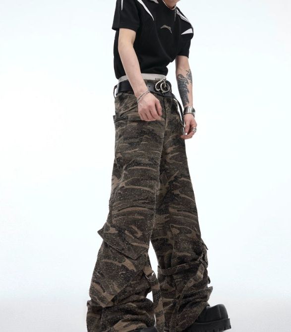 Camouflage Textured Cargo Pants Korean Street Fashion Pants By Argue Culture Shop Online at OH Vault