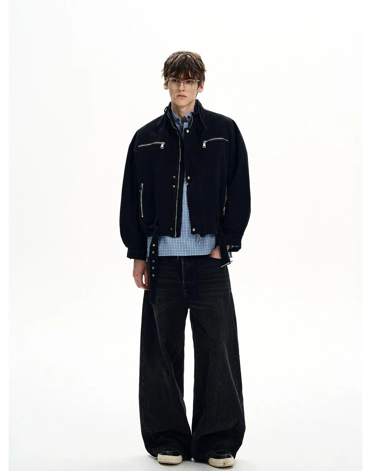 Zipped Pocket Buckled Strap Short Jacket Korean Street Fashion Jacket By MaxDstr Shop Online at OH Vault