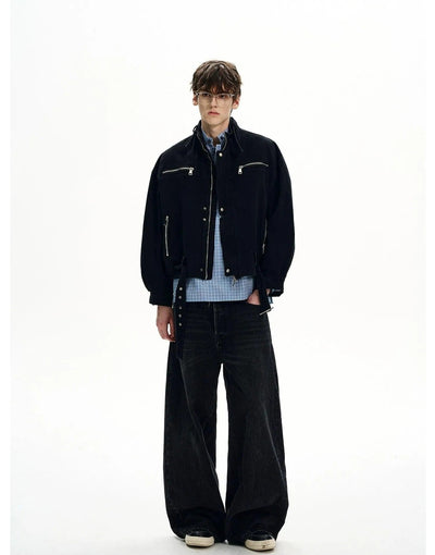 Zipped Pocket Buckled Strap Short Jacket Korean Street Fashion Jacket By MaxDstr Shop Online at OH Vault