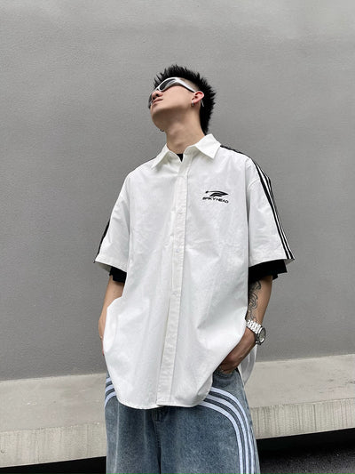 Striped Shoulder Buttoned Shirt Korean Street Fashion Shirt By Blacklists Shop Online at OH Vault
