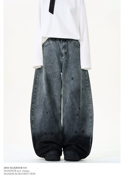 Gradient Ink-Splashed Wide Jeans Korean Street Fashion Jeans By MaxDstr Shop Online at OH Vault