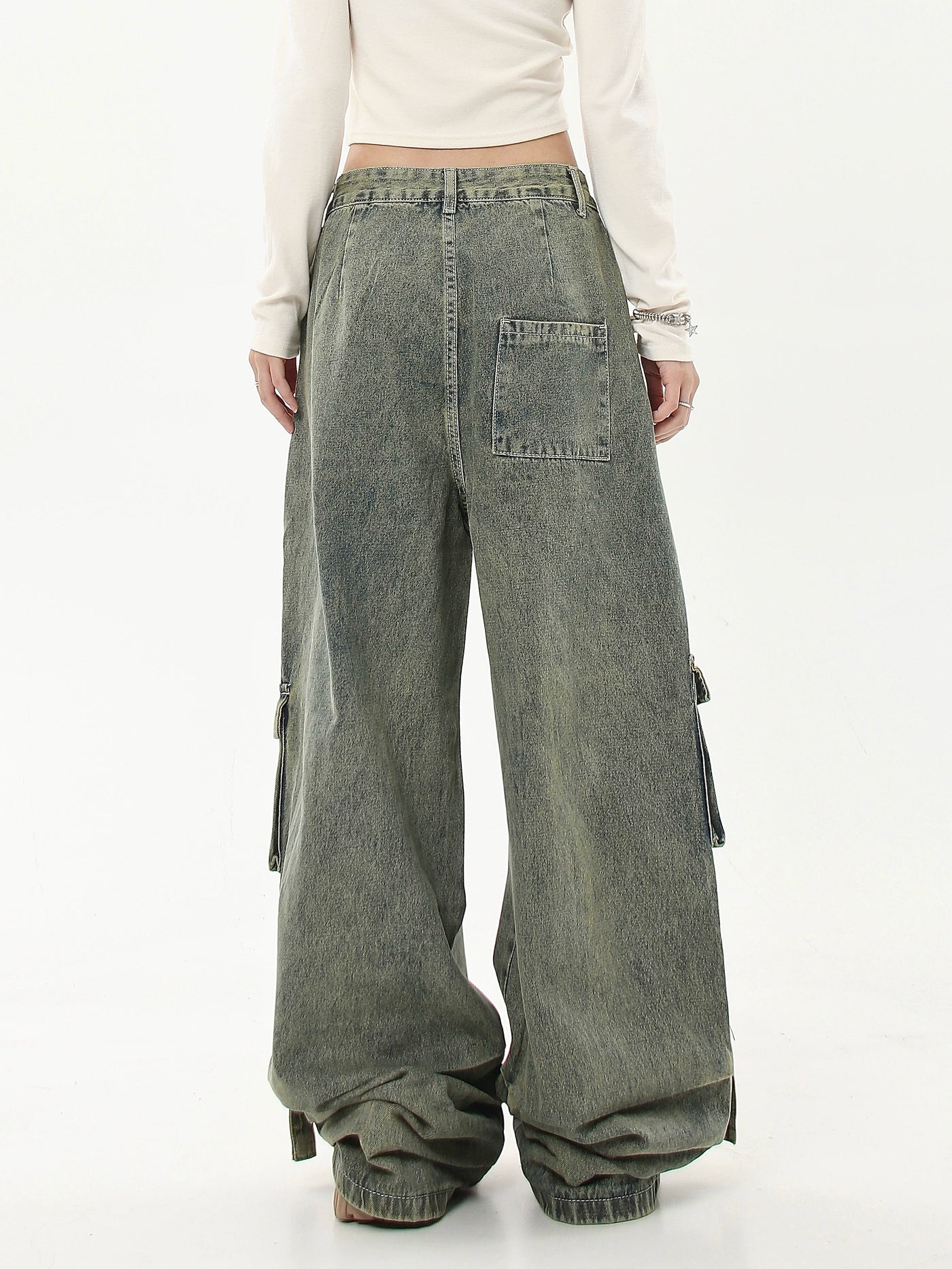 Distressed Pleats Raw Edge Jeans Korean Street Fashion Jeans By Blacklists Shop Online at OH Vault