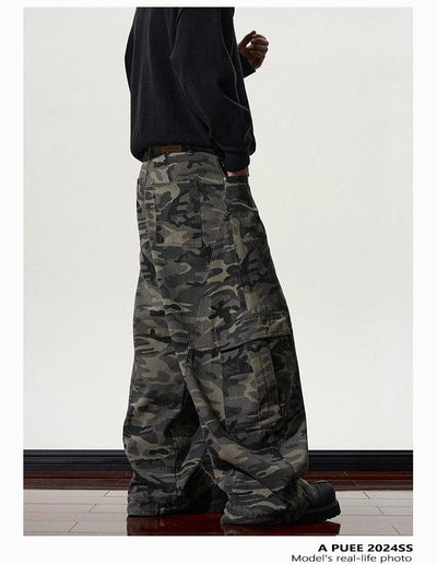 Baggy Fit Camouflage Cargo Pants Korean Street Fashion Pants By A PUEE Shop Online at OH Vault