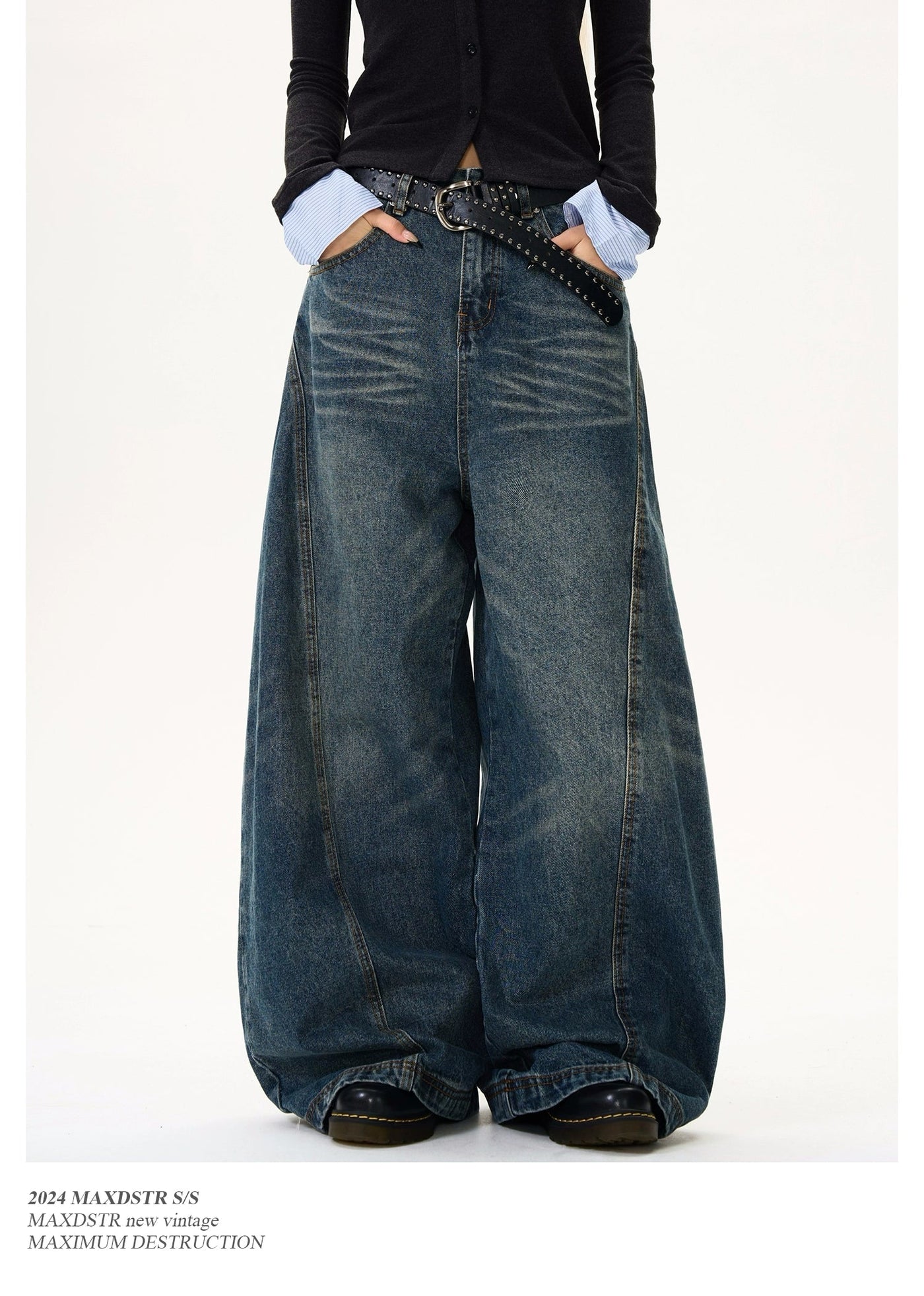 Wide Whiskered Scimitar Jeans Korean Street Fashion Jeans By MaxDstr Shop Online at OH Vault