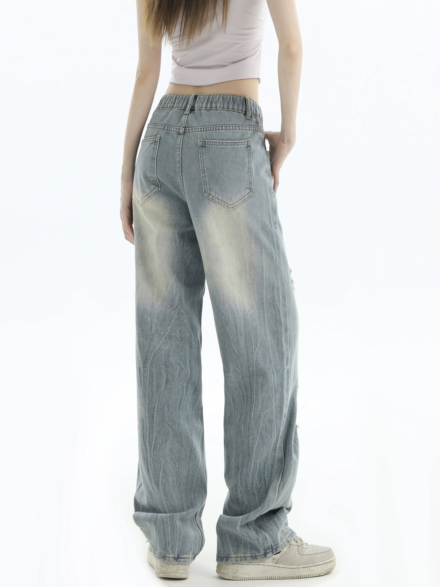 Rippled Pattern Ripped Jeans Korean Street Fashion Jeans By INS Korea Shop Online at OH Vault