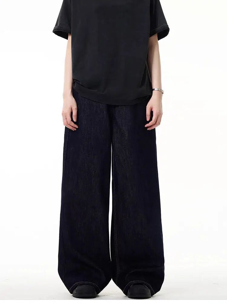 Basic Wide Leg Clean Fit Jeans Korean Street Fashion Jeans By Mad Witch Shop Online at OH Vault