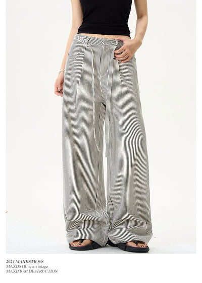 Vertical Striped Belt Strap Pants Korean Street Fashion Pants By MaxDstr Shop Online at OH Vault