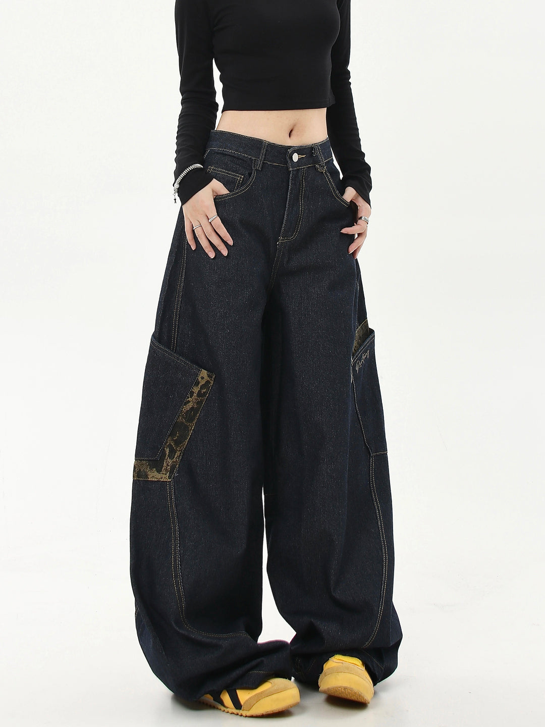 Spliced & Stitched Baggy Jeans