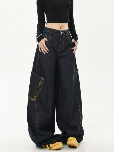 Spliced & Stitched Baggy Jeans Korean Street Fashion Jeans By Blacklists Shop Online at OH Vault