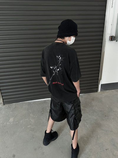 Functional Shiny Coated Cargo Shorts Korean Street Fashion Shorts By Ash Dark Shop Online at OH Vault