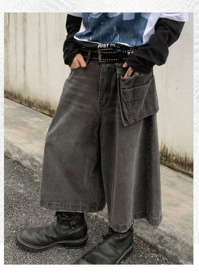Utility Pockets Denim Shorts Korean Street Fashion Shorts By Pioneer of Heroism Shop Online at OH Vault
