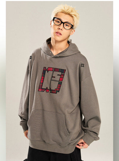 Plaid Logo Embroidery Hoodie Korean Street Fashion Hoodie By New Start Shop Online at OH Vault