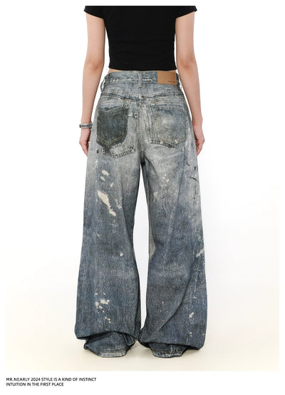 Faded Ink-Splash Jeans Korean Street Fashion Jeans By Mr Nearly Shop Online at OH Vault