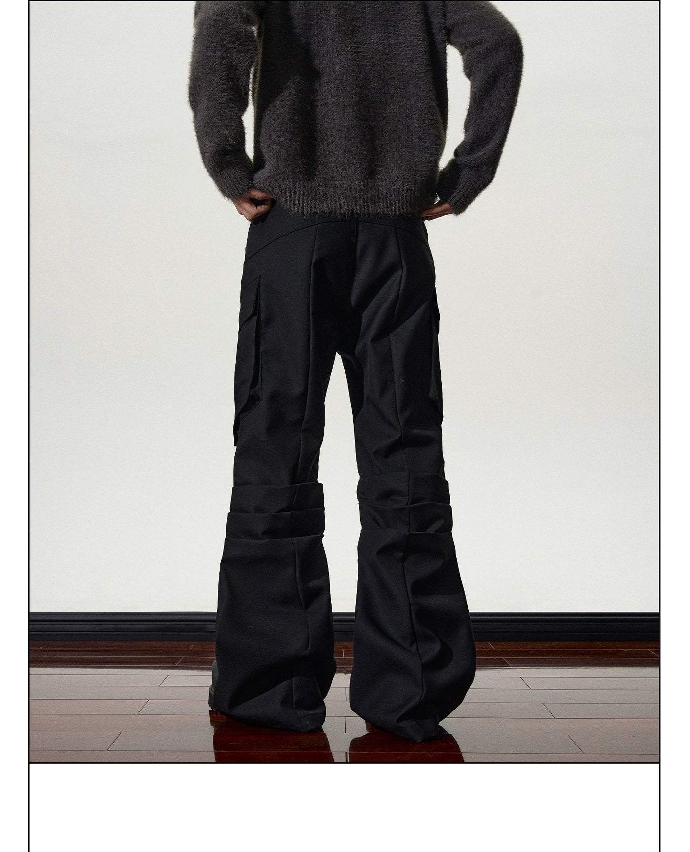 Multi-Pleats Flared Cargo Pants Korean Street Fashion Pants By A PUEE Shop Online at OH Vault