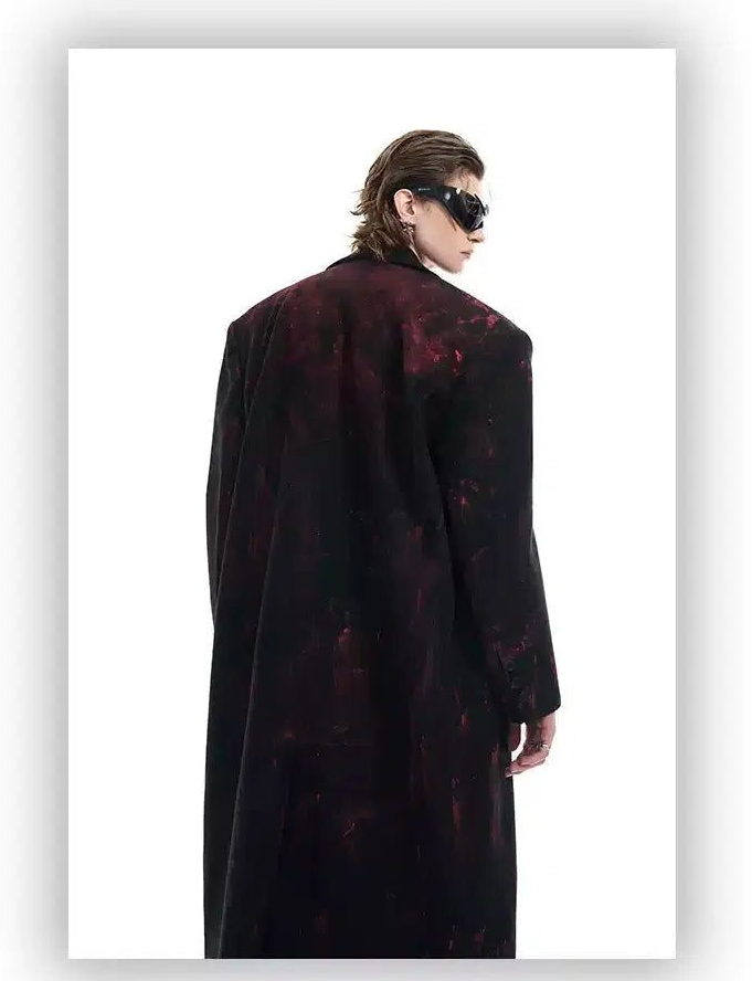 Rose Painted Long Coat Korean Street Fashion Long Coat By Slim Black Shop Online at OH Vault