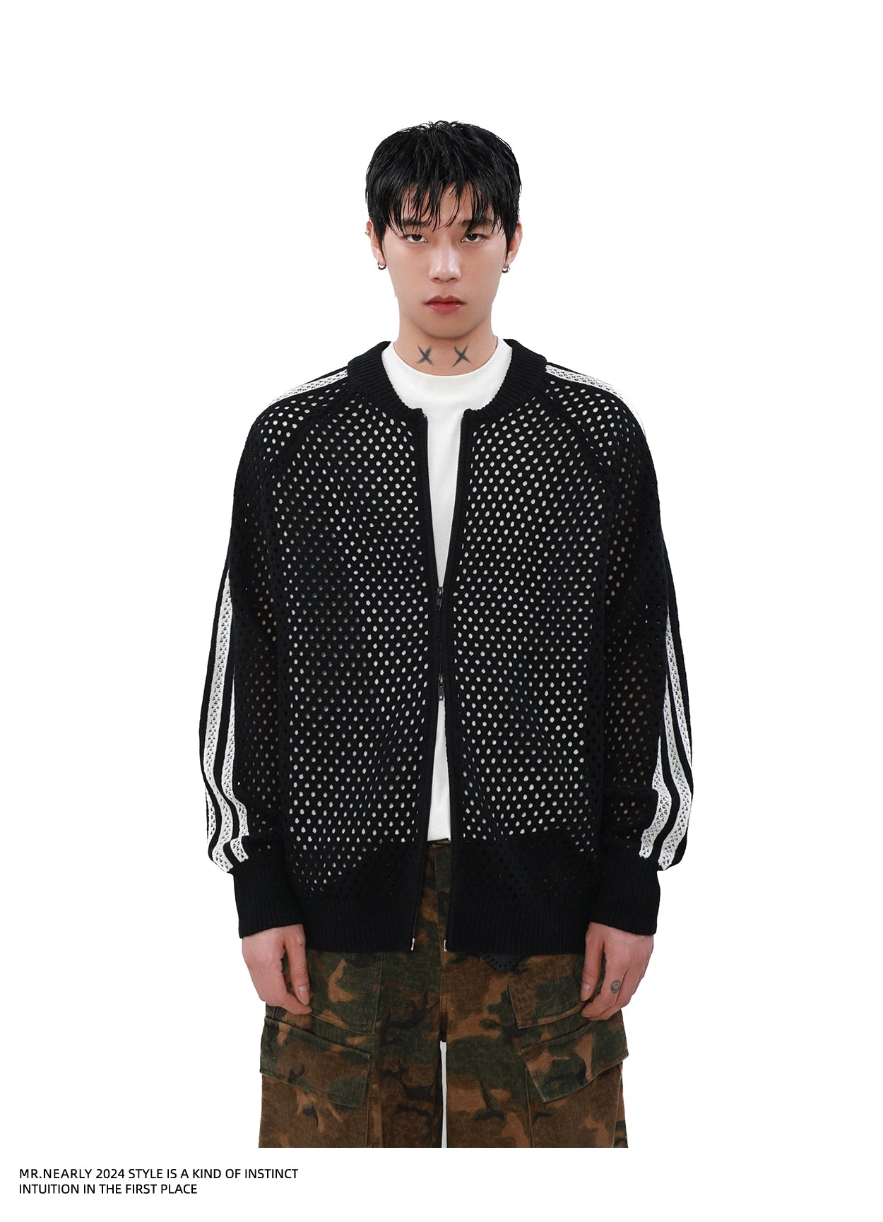 Hollow Knitted & Zipped Jacket Korean Street Fashion Jacket By Mr Nearly Shop Online at OH Vault