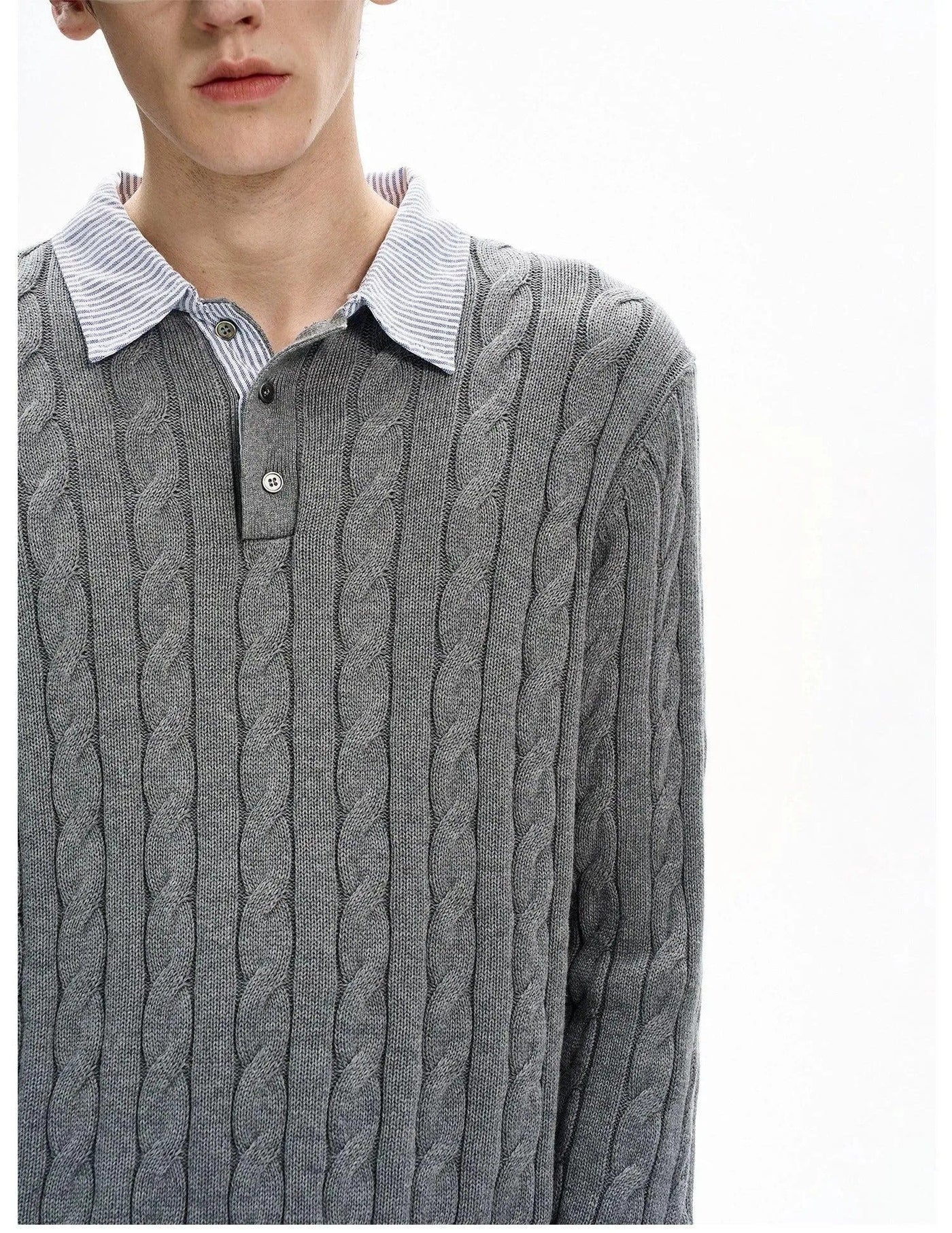 Spliced Stripe Polo Neck Sweater Korean Street Fashion Sweater By MaxDstr Shop Online at OH Vault