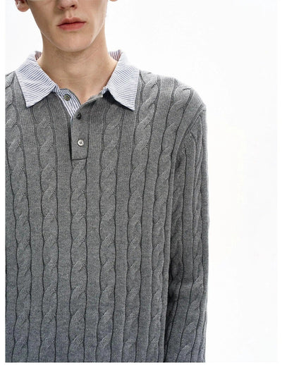 Spliced Stripe Polo Neck Sweater Korean Street Fashion Sweater By MaxDstr Shop Online at OH Vault