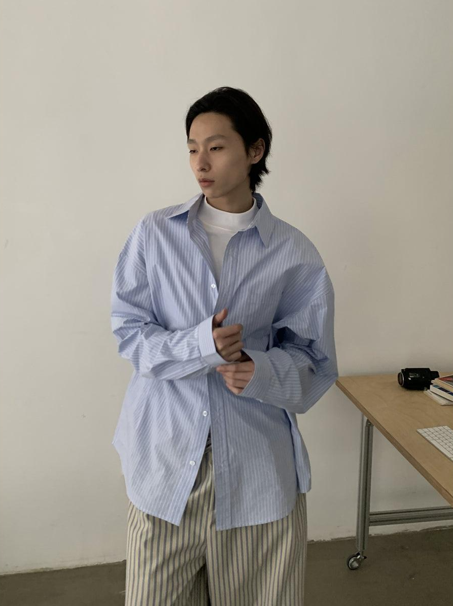 Striped Loose Shirt Korean Street Fashion Shirt By In Knots Shop Online at OH Vault