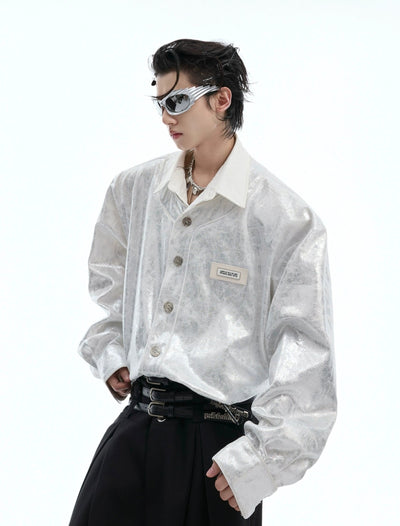 Shine Effect Buttoned Shirt Korean Street Fashion Shirt By Argue Culture Shop Online at OH Vault