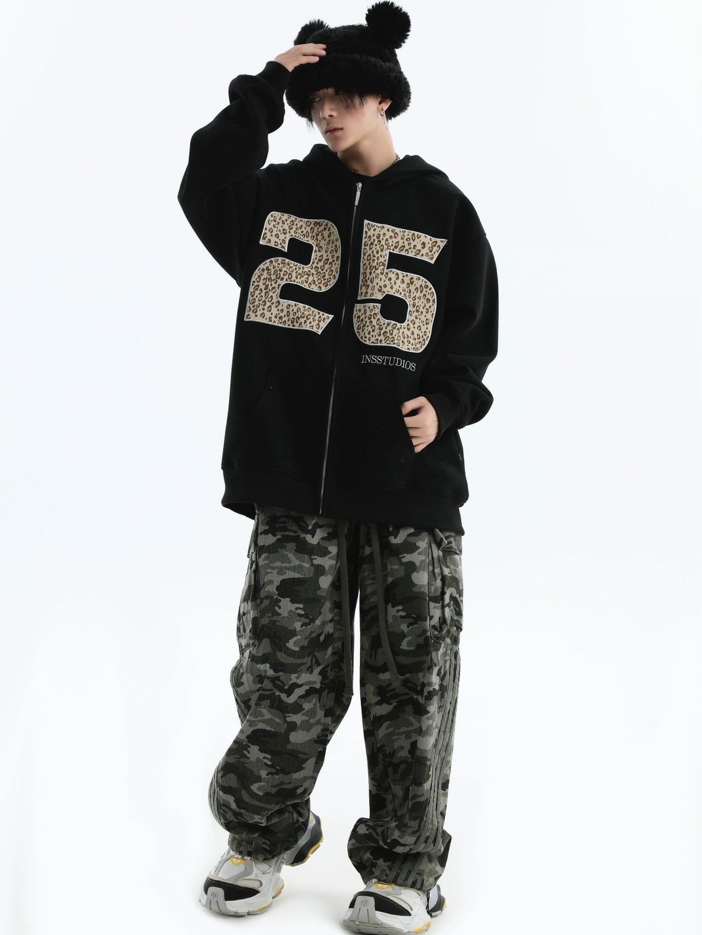 Drawstring Three-Bar Camo Cargo Pants Korean Street Fashion Pants By INS Korea Shop Online at OH Vault