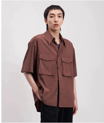 Pointed Collar 3D Pocket Shirt Korean Street Fashion Shirt By Opicloth Shop Online at OH Vault