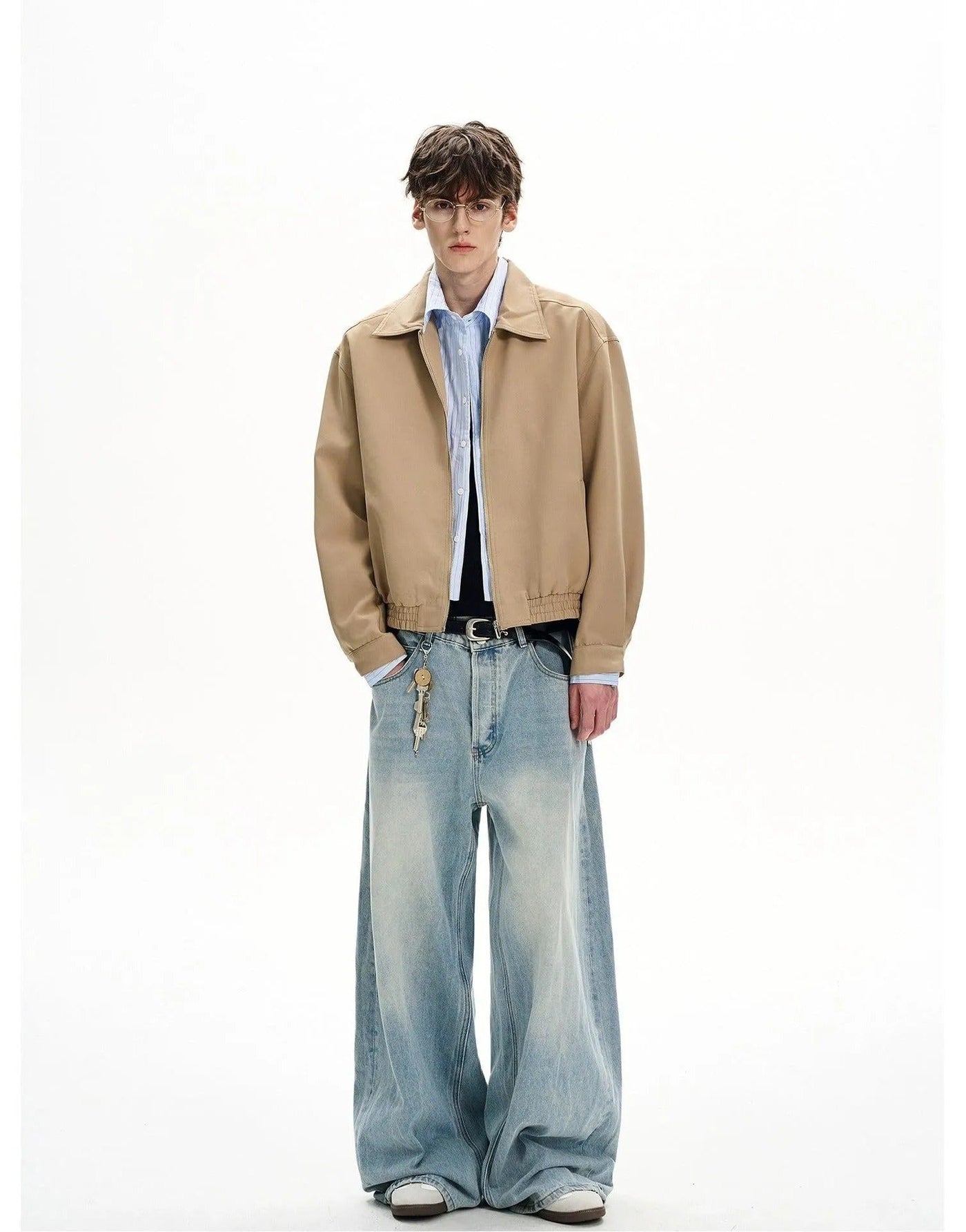 Sleek Ruch Hem Harrington Jacket Korean Street Fashion Jacket By MaxDstr Shop Online at OH Vault