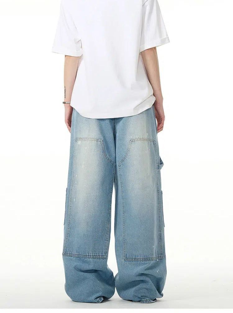 Scattered Pockets Faded Jeans Korean Street Fashion Jeans By Mad Witch Shop Online at OH Vault