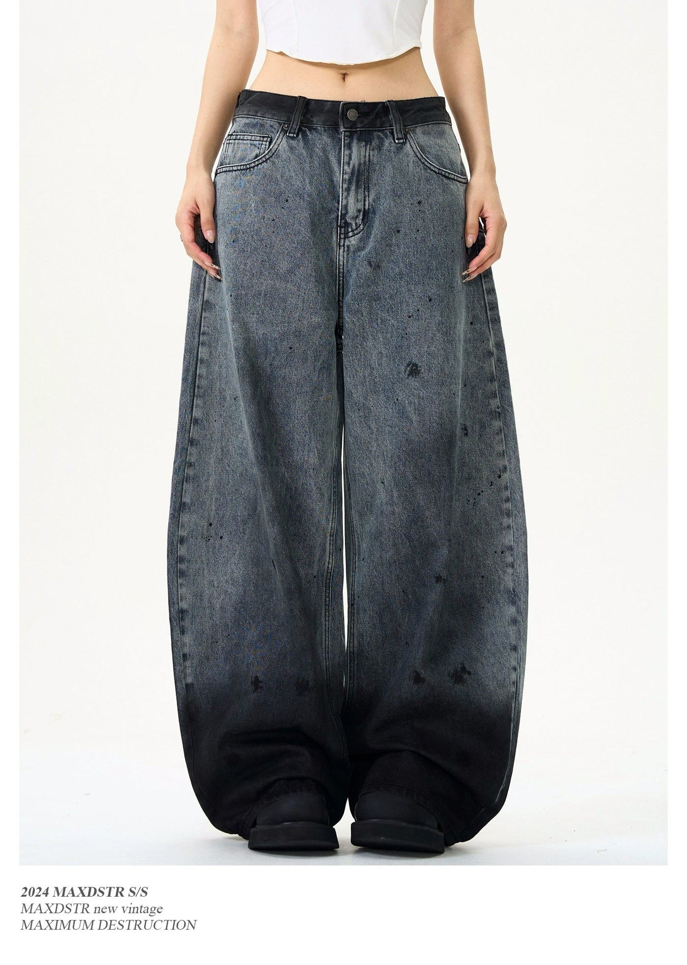 Gradient Ink-Splashed Wide Jeans Korean Street Fashion Jeans By MaxDstr Shop Online at OH Vault