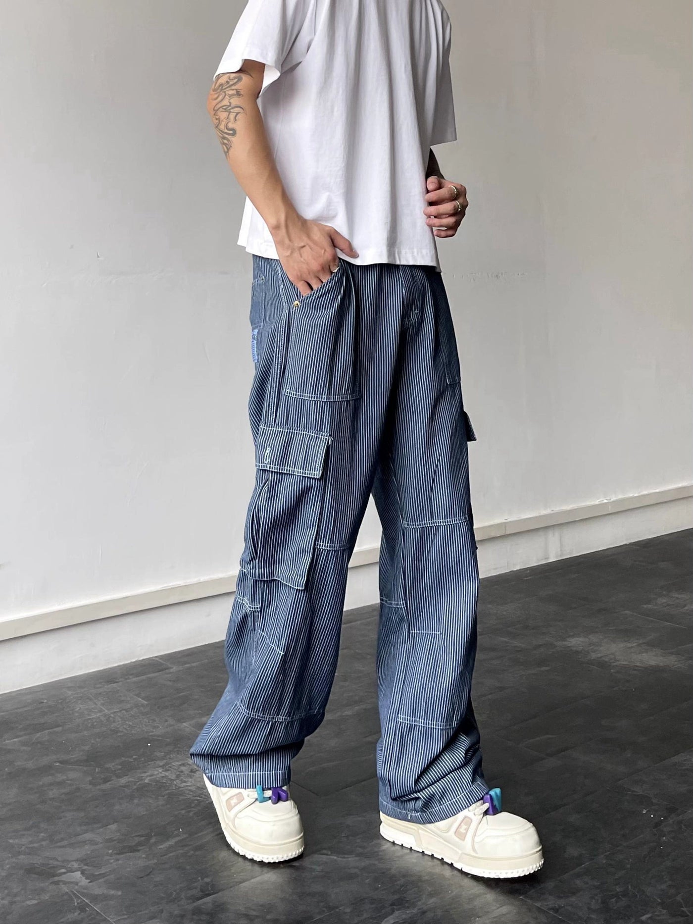 Vertical Stripes Cargo Pants Korean Street Fashion Pants By Blacklists Shop Online at OH Vault