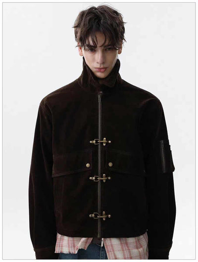 Micro Suede Fireman Clasp Jacket Korean Street Fashion Jacket By Mr Nearly Shop Online at OH Vault