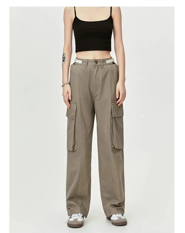 Flap Pocket Belted Strap Cargo Pants Korean Street Fashion Pants By Made Extreme Shop Online at OH Vault