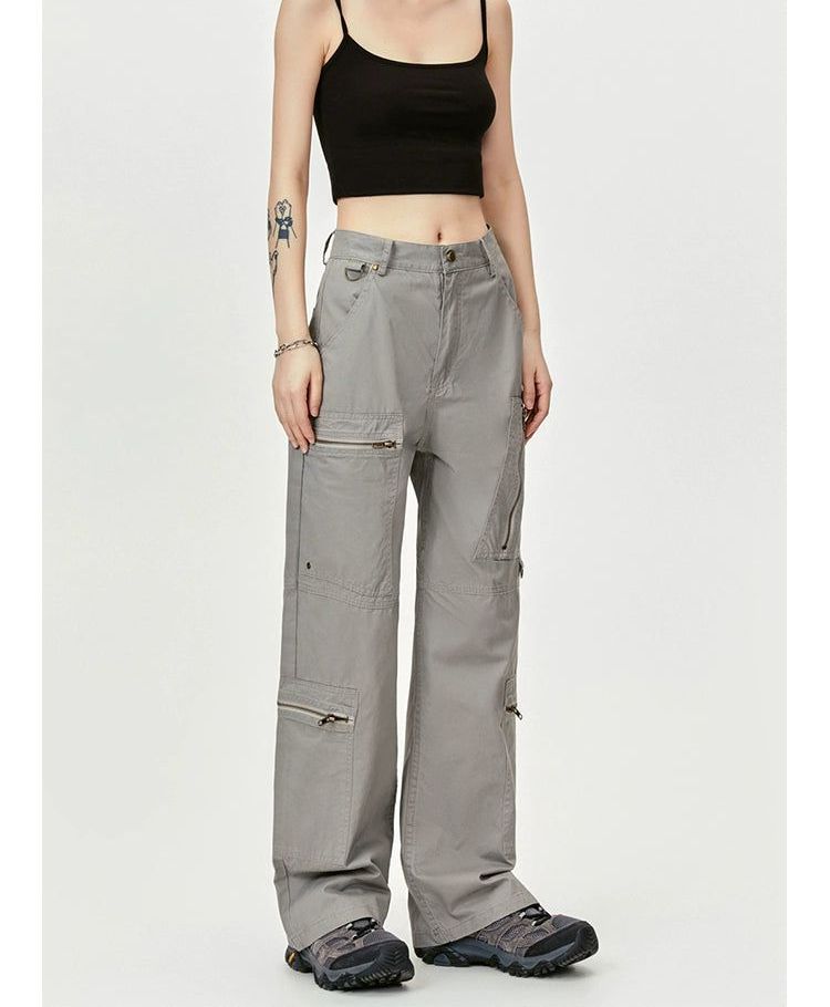 Asymmetric Zipped Pocket Cargo Pants Korean Street Fashion Pants By Made Extreme Shop Online at OH Vault