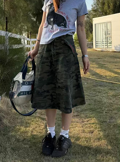 Washed Camouflage Skirt Korean Street Fashion Skirt By Made Extreme Shop Online at OH Vault