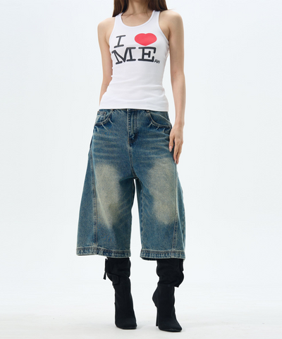 Basic Plain & Washed Wide Denim Shorts Korean Street Fashion Shorts By 77Flight Shop Online at OH Vault
