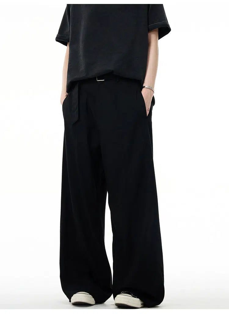 Casual Belted Clean Fit Pants Korean Street Fashion Pants By Mad Witch Shop Online at OH Vault
