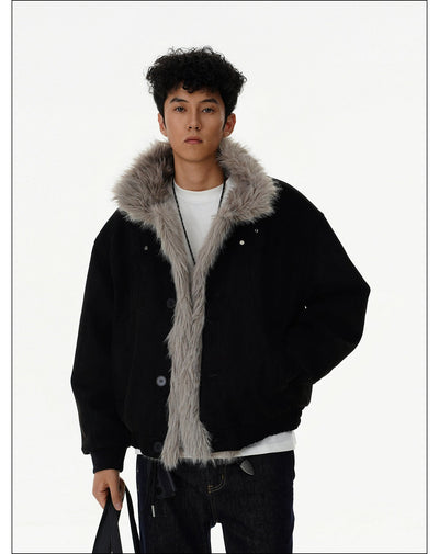 Fur Trimmed Buttoned Jacket Korean Street Fashion Jacket By Mr Nearly Shop Online at OH Vault