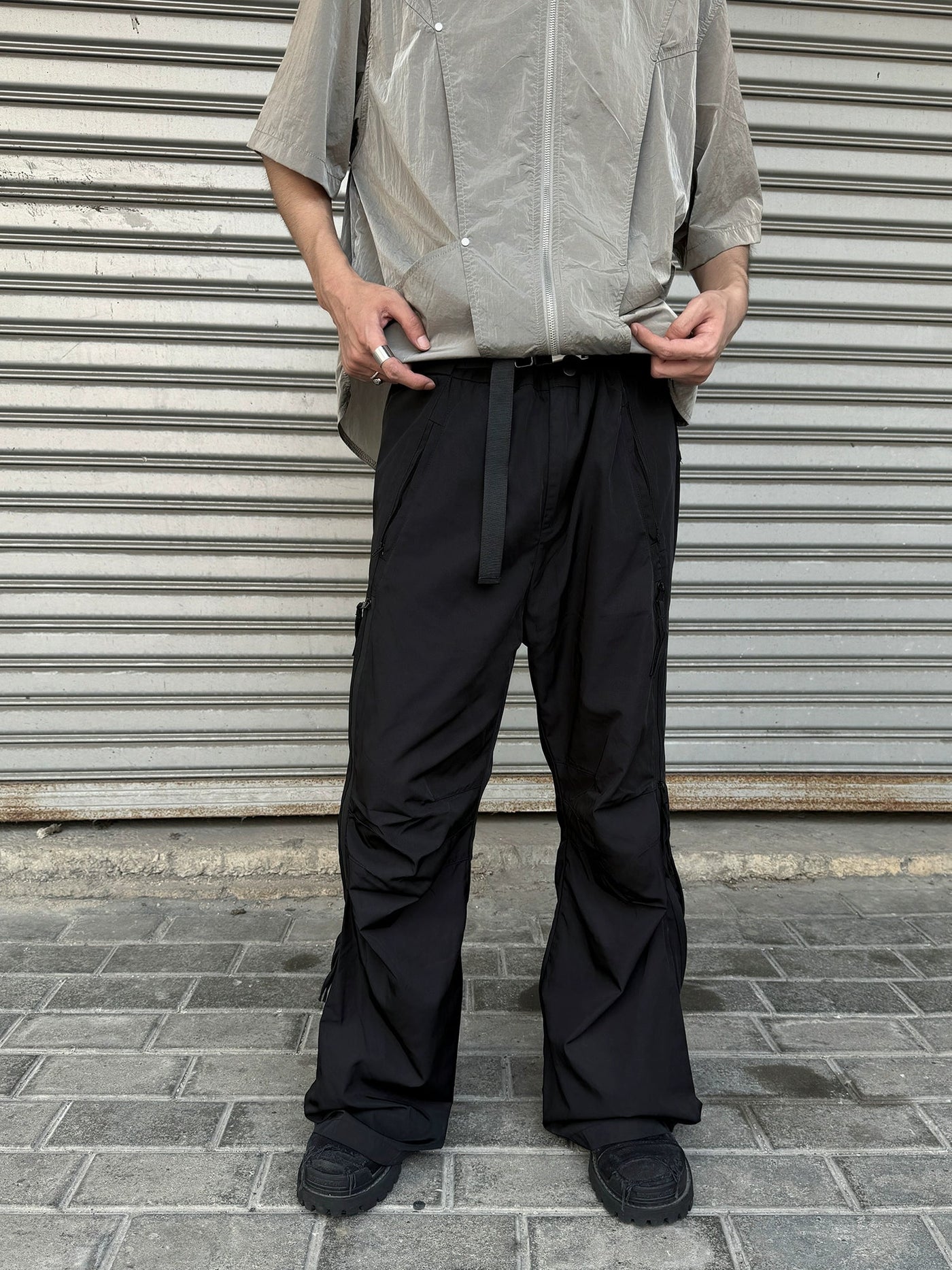 Functional Side Zipper Parachute Pants Korean Street Fashion Pants By Ash Dark Shop Online at OH Vault