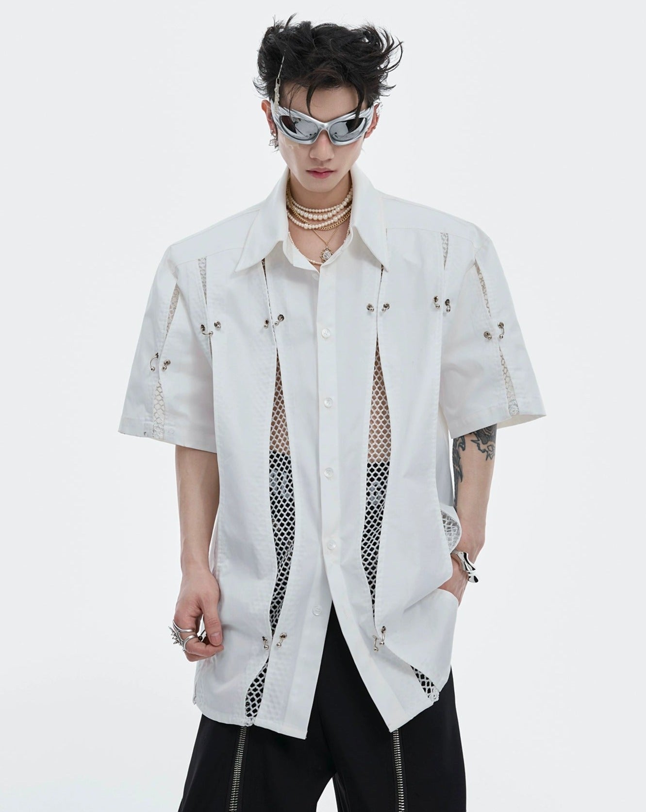 Washed Metal Accent T-Shirt Korean Street Fashion Shirt By Argue Culture Shop Online at OH Vault