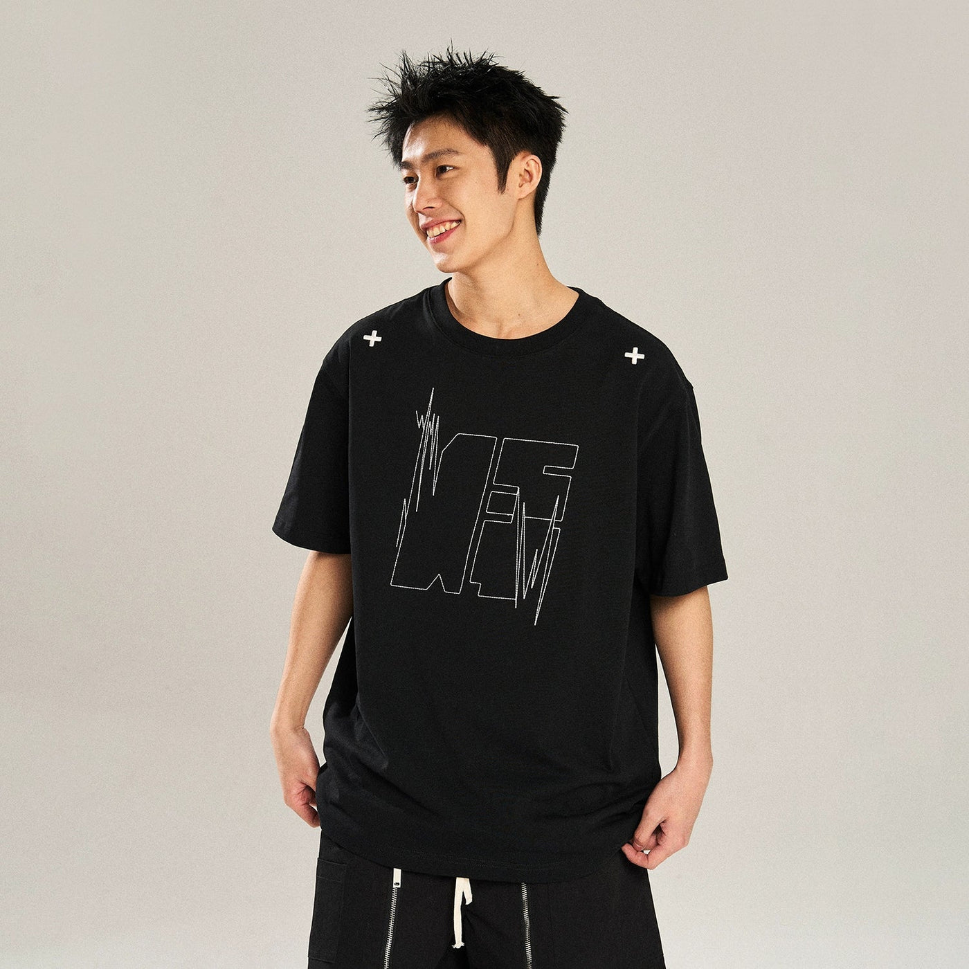 Thin Stitch Logo T-Shirt Korean Street Fashion T-Shirt By New Start Shop Online at OH Vault