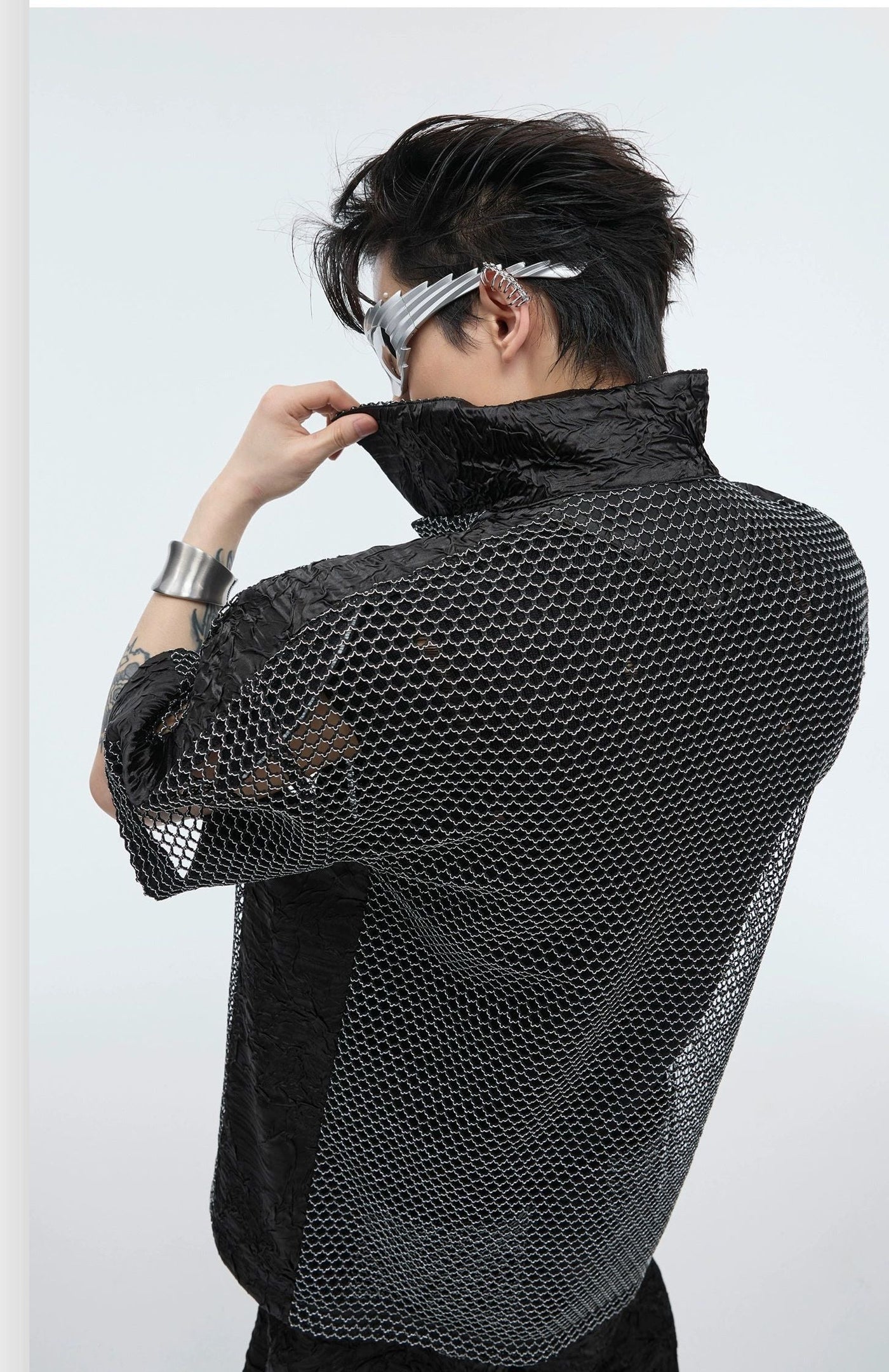 Mesh Net Buttoned Shirt Korean Street Fashion Shirt By Argue Culture Shop Online at OH Vault
