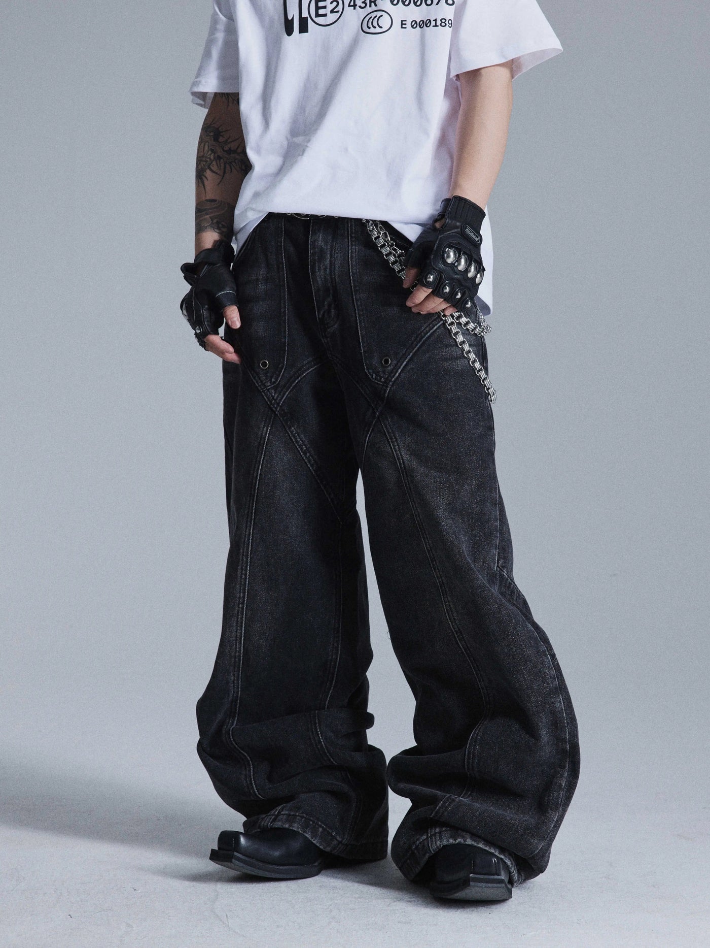 Curve Line Oversized Jeans Korean Street Fashion Jeans By Dark Fog Shop Online at OH Vault
