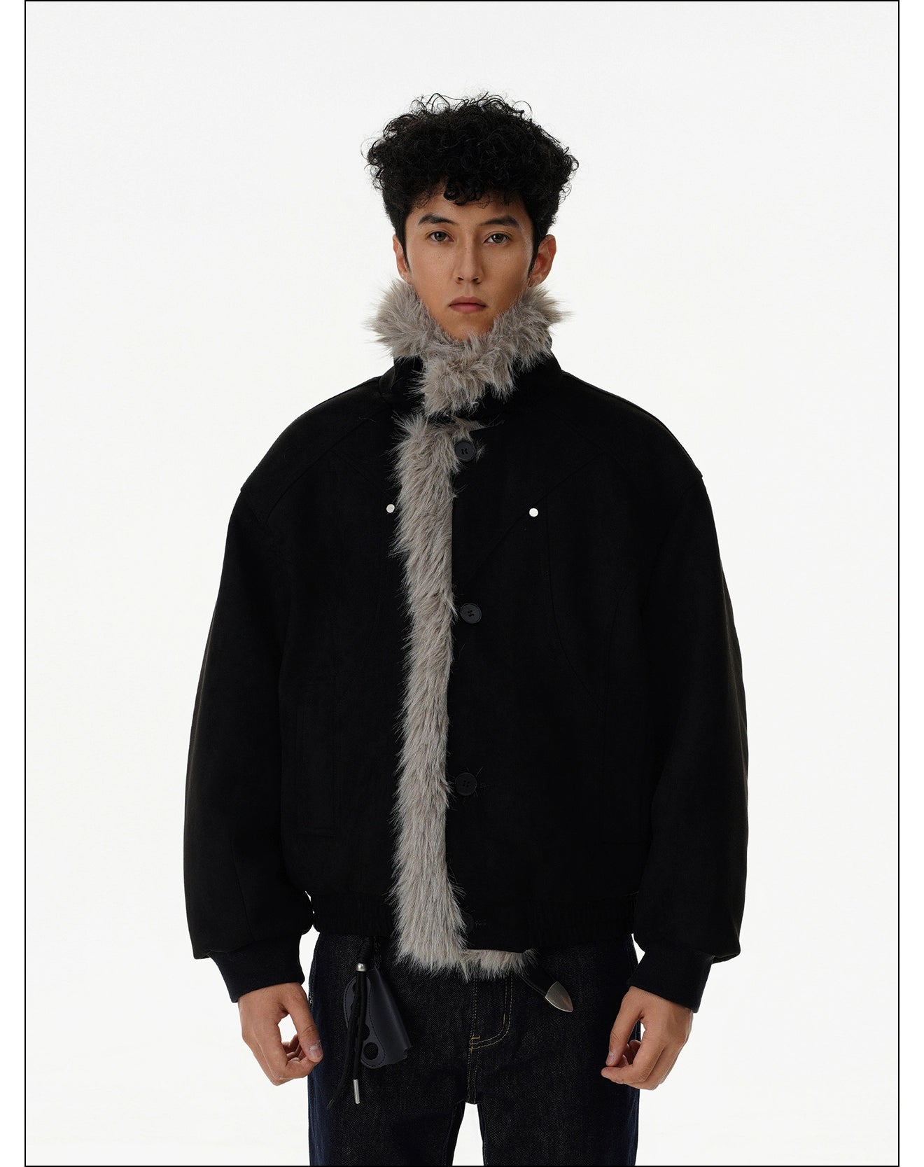 Fur Trimmed Buttoned Jacket Korean Street Fashion Jacket By Mr Nearly Shop Online at OH Vault