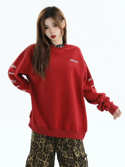 Lettered Logo Contrast Crewneck Korean Street Fashion Crewneck By INS Korea Shop Online at OH Vault