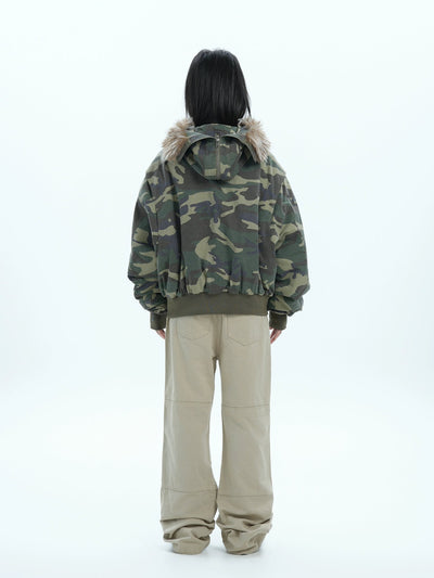 Fur Line Hood Camouflage Jacket Korean Street Fashion Jacket By Jump Next Shop Online at OH Vault