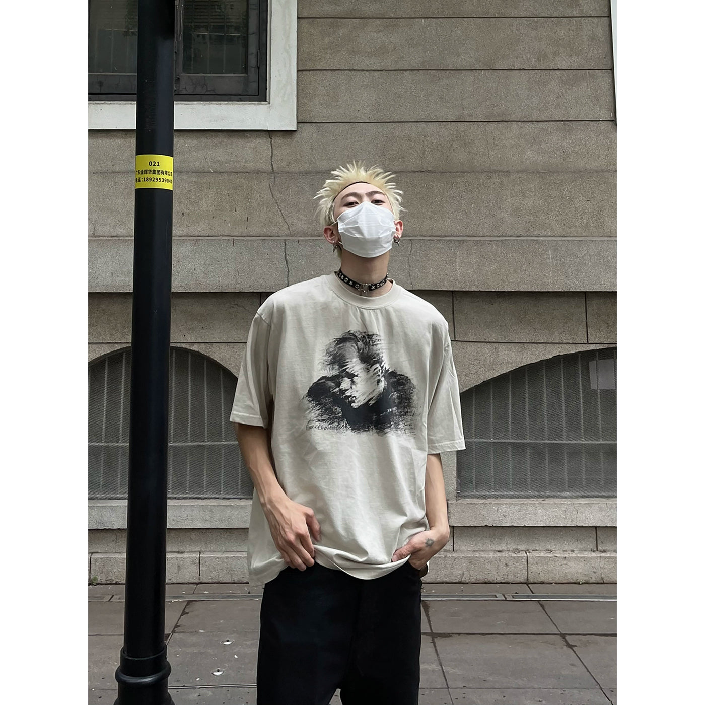 Smudged Painted Portrait T-Shirt Korean Street Fashion T-Shirt By MaxDstr Shop Online at OH Vault