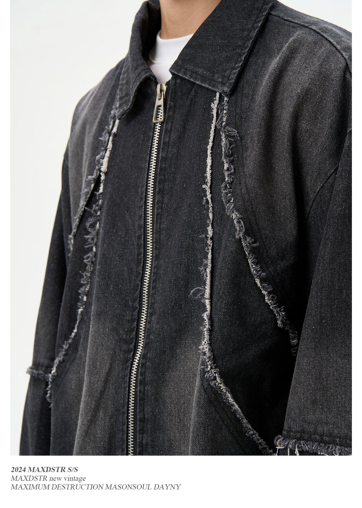 Sand Washed Raw Edge Denim Jacket Korean Street Fashion Jacket By MaxDstr Shop Online at OH Vault