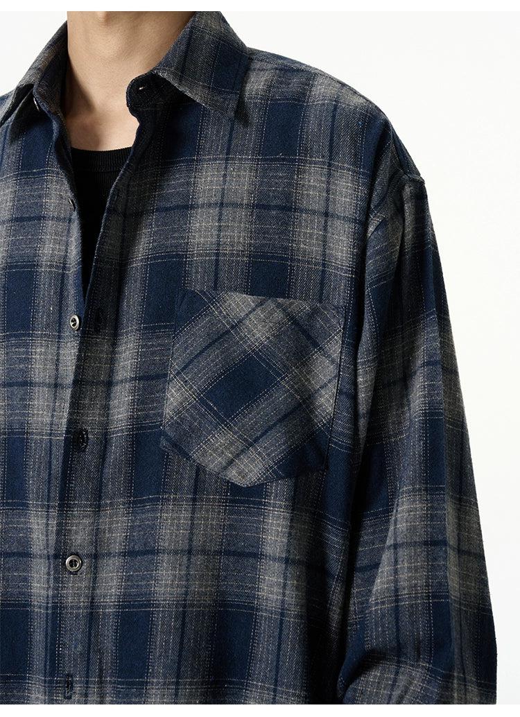 Checked Front Pocket Shirt Korean Street Fashion Shirt By 77Flight Shop Online at OH Vault