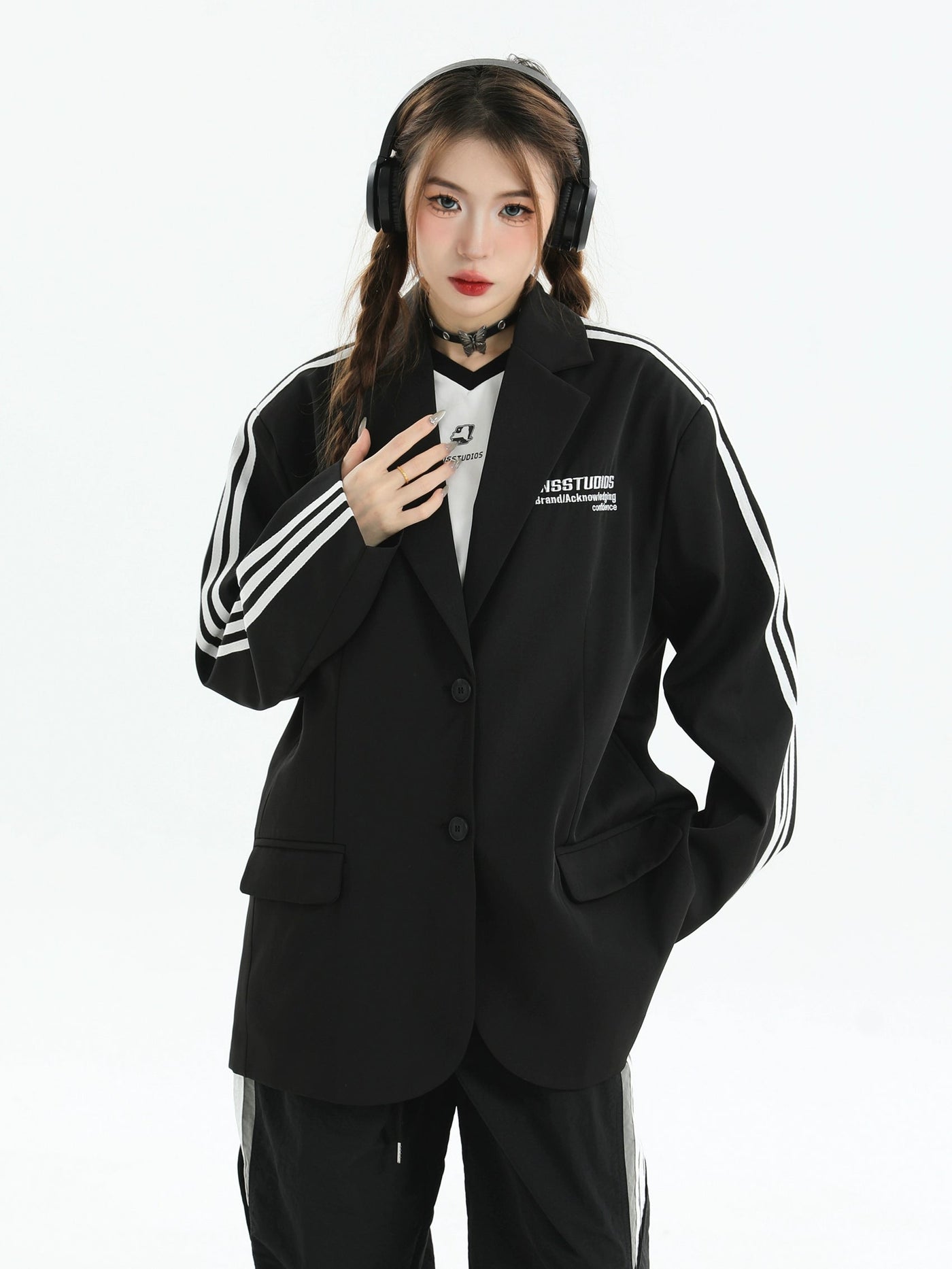 Sports Style Lapel Blazer Korean Street Fashion Blazer By INS Korea Shop Online at OH Vault